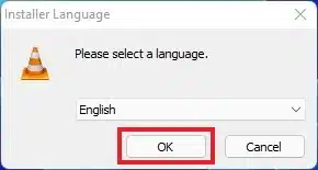 VLC Language Selection Window