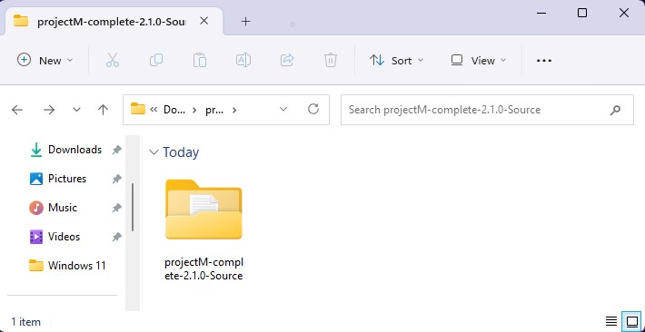 projectM Downloaded Files on File Explorer