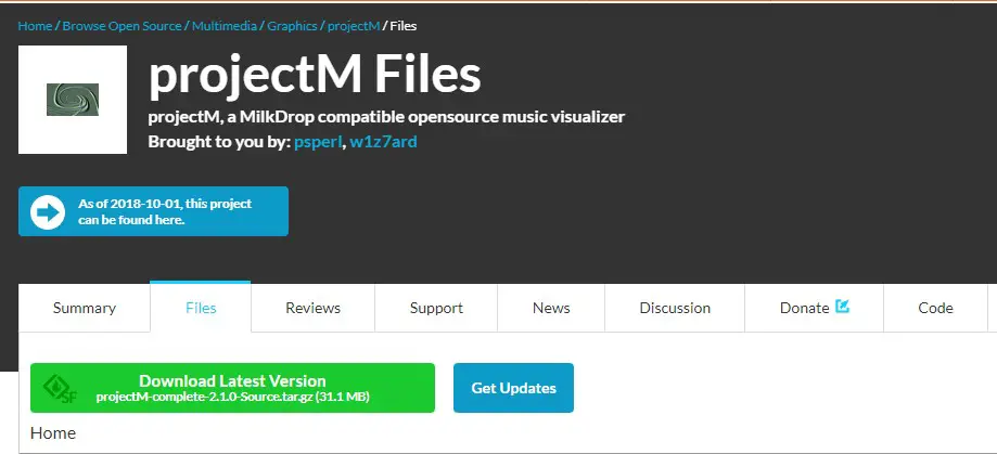 projectM Files Download Page
