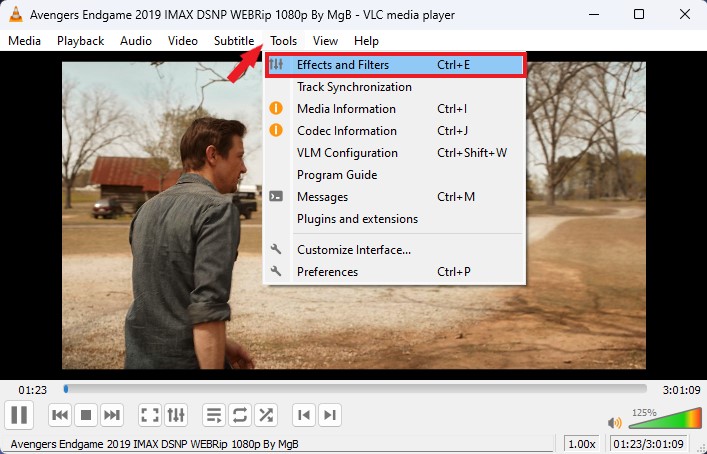 Accessing Effect and Filters  Settings in VLC Media Player