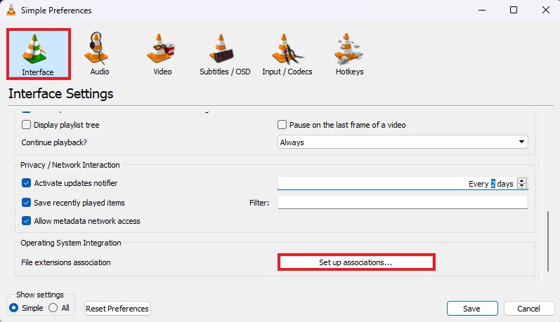 Changing File Associations in VLC