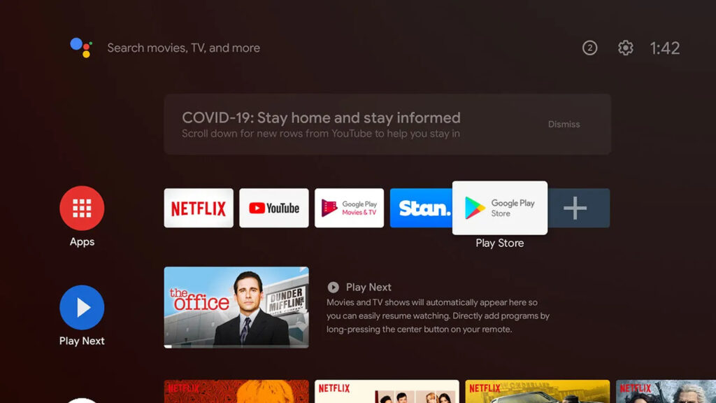 Google Play Store on Android TV