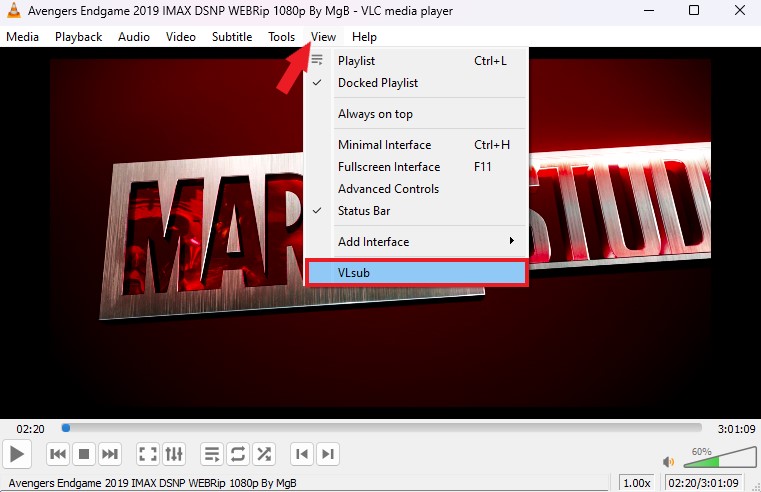 Accessing VLsub Add-on in VLC Media Player