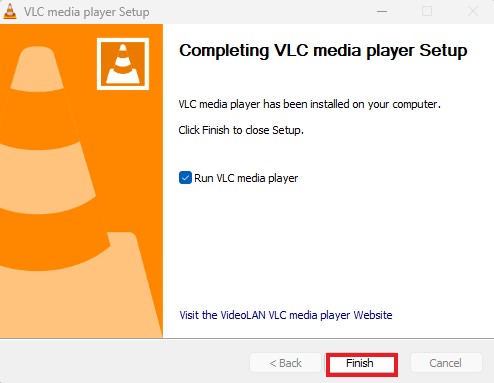 VLC Update Completion Message