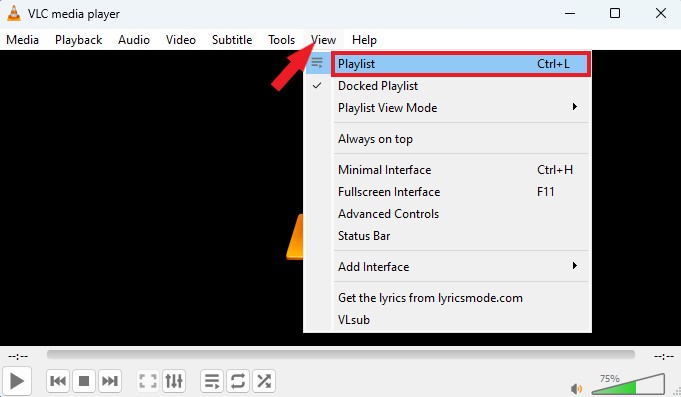 Playlist Option in VLC Media Player