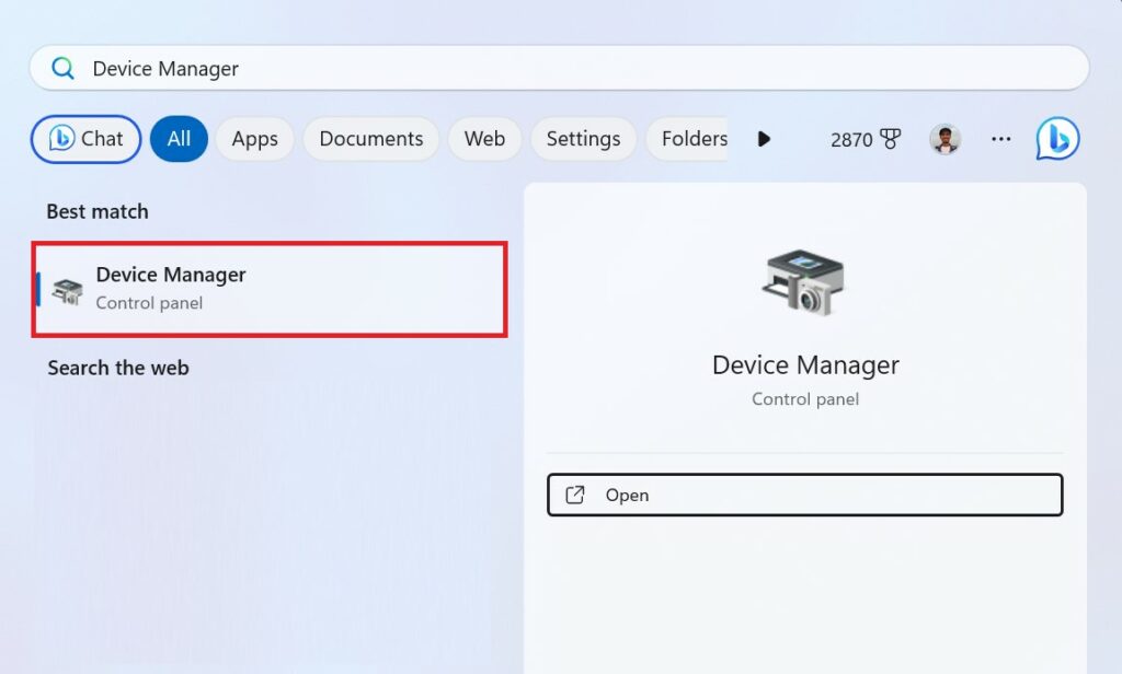 Open Device Manager to Update GPU